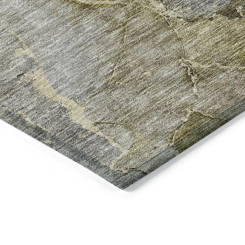 Tapis extérieur lavable abstrait brun et gris taupe 10 pi x 14 pi