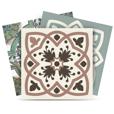 12" X 12" Vintage Sage Mosaic Peel and Stick Removable Tiles