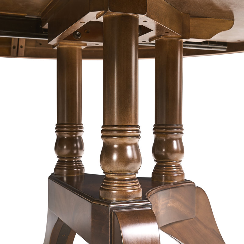 Round Mahogany Dining Table Opens To 10 Feet  Seats 12