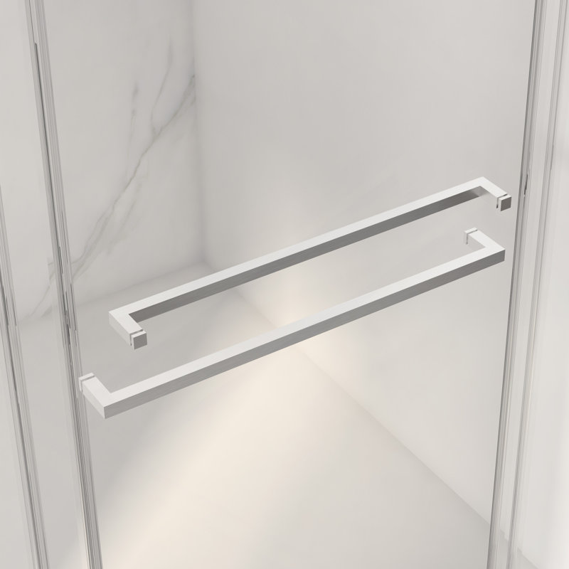 Frameless Double Sliding Shower Door,5/16" (8Mm) Thick SGCC Tempered Clear Glass,Double Side Easy Clean Coat, Brushed Nickel