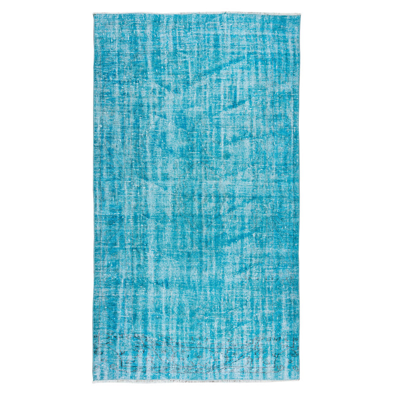 Tapis authentique teint à la main 5 pi x 8,6 pi bleu sarcelle pour le bureau et la maison modernes