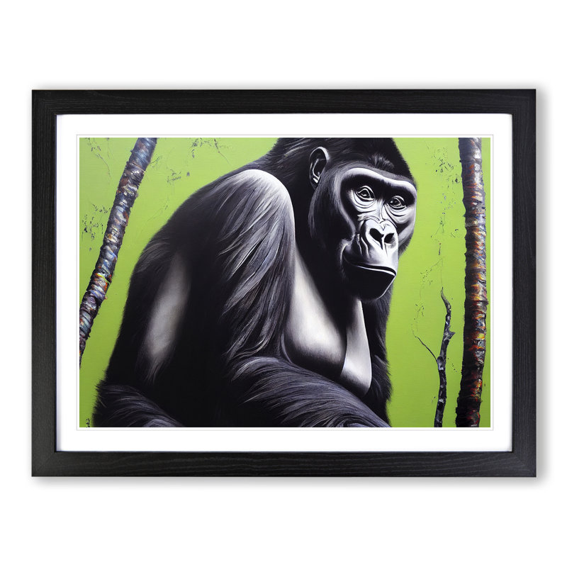 Exclusive Gorilla - Single Picture Frame Painting, Black, 34cm H x 46cm W x 2cm D