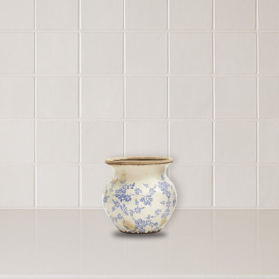 Tuscan Ceramic Blue Scroll Urn Vase