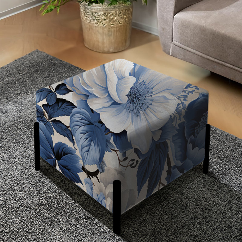 Repose-pieds floral bleu et blanc Radiance