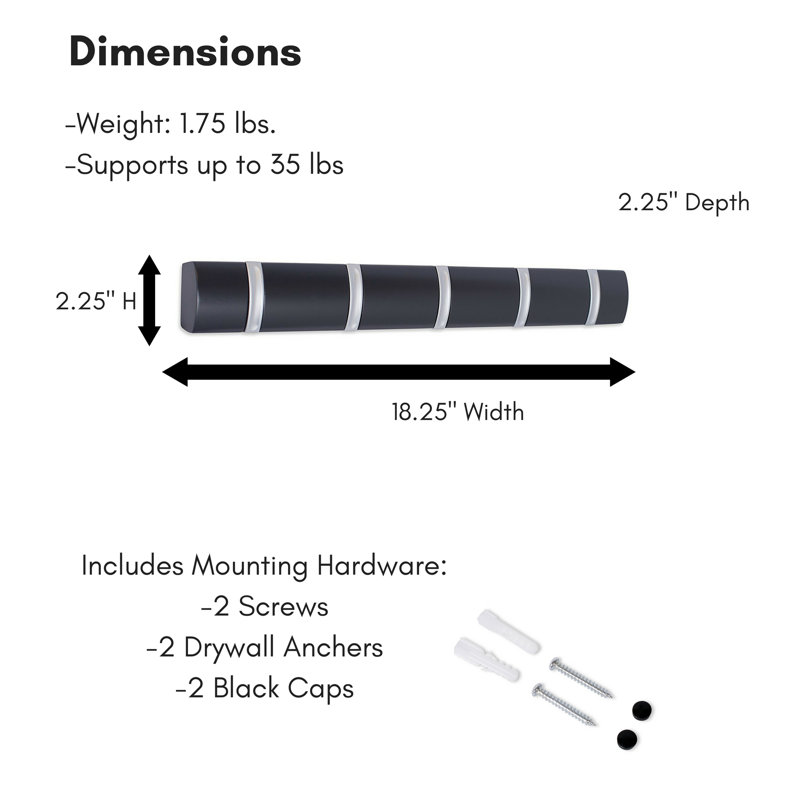 5 - Hook Wall Mounted Coat Rack
