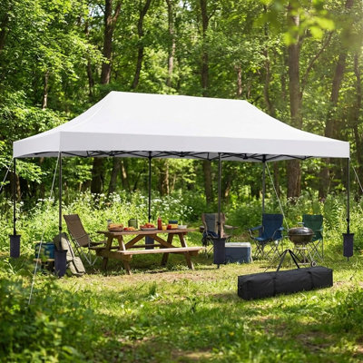 Tente 10 po x 20 po avec hayon relevable instantané, cadre robuste en acier à hauteur réglable, auvent extérieur imperméable UPF 50+ Oxford
