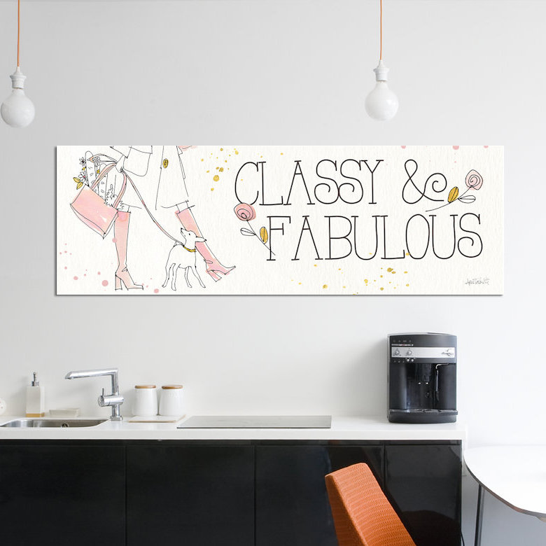 «Fashion Feet IX», art textuel sur toile, H 12 po x l 36 po x P 1,5 po, Cadre noir