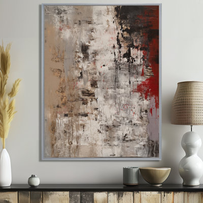 Fading Passion, abstrait en rétro beige et rouge I - art mural abstrait