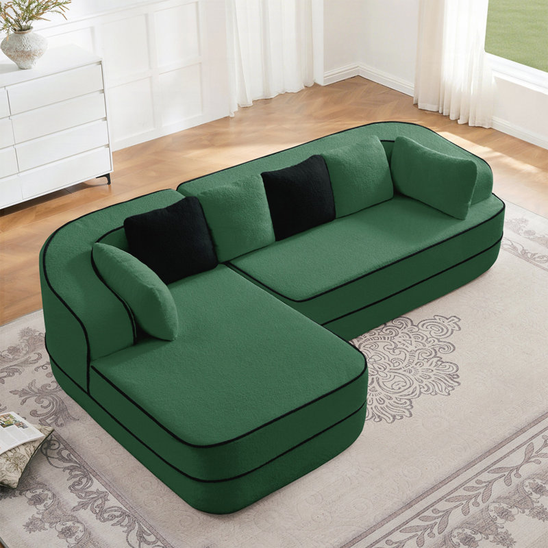 Canapé modulaire luxueux en velours Teddy avec conception ergonomique et aucun assemblage requis pour un confort ultime