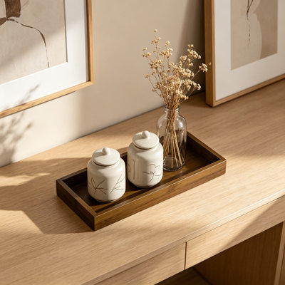 Plateau de meuble-lavabo en bambou pour comptoir de salle de bain, plateau de rangement pour bougies pour bijoux de parfum, plateau de comptoir de cuisine pour distributeur de savon et porte-brosse à poivre