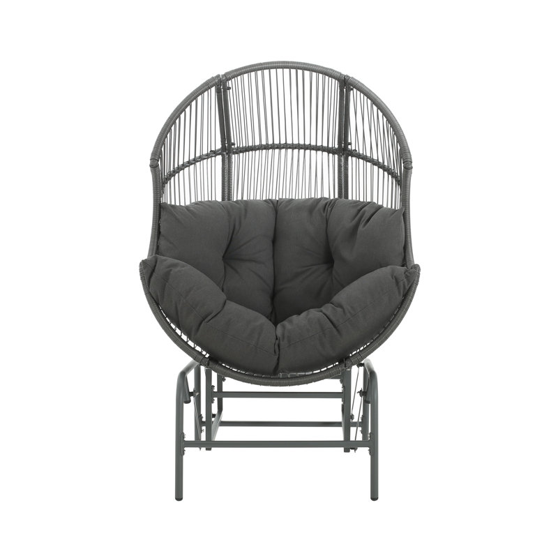 Fauteuil oscillant d'extérieur en osier Palos, Gris foncé, Gris foncé