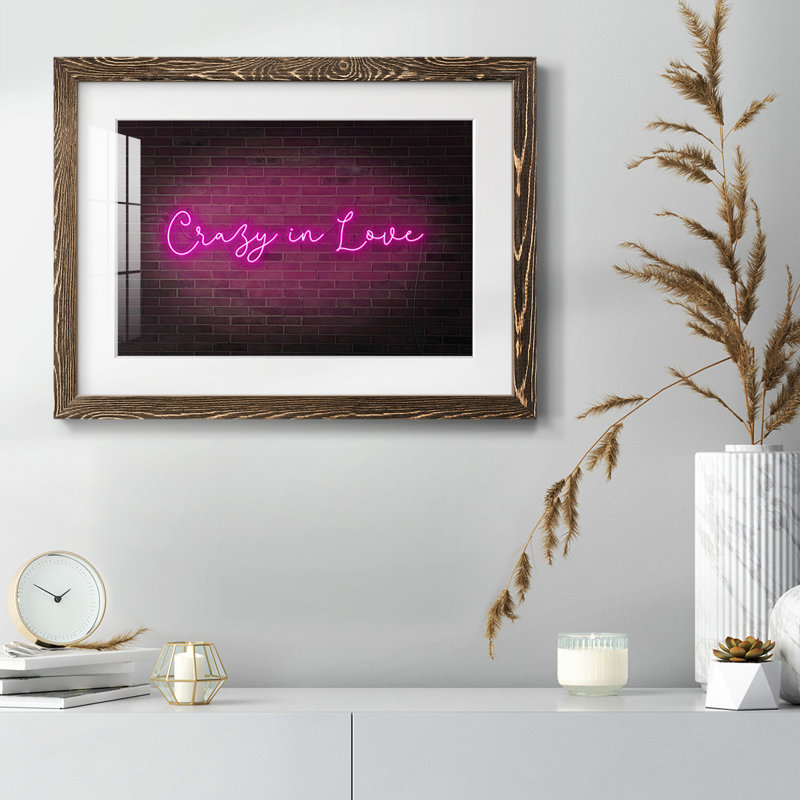Neon Love II Framed On Paper Print, Noyer, H 14 po x l 20 po x P 1,5 po