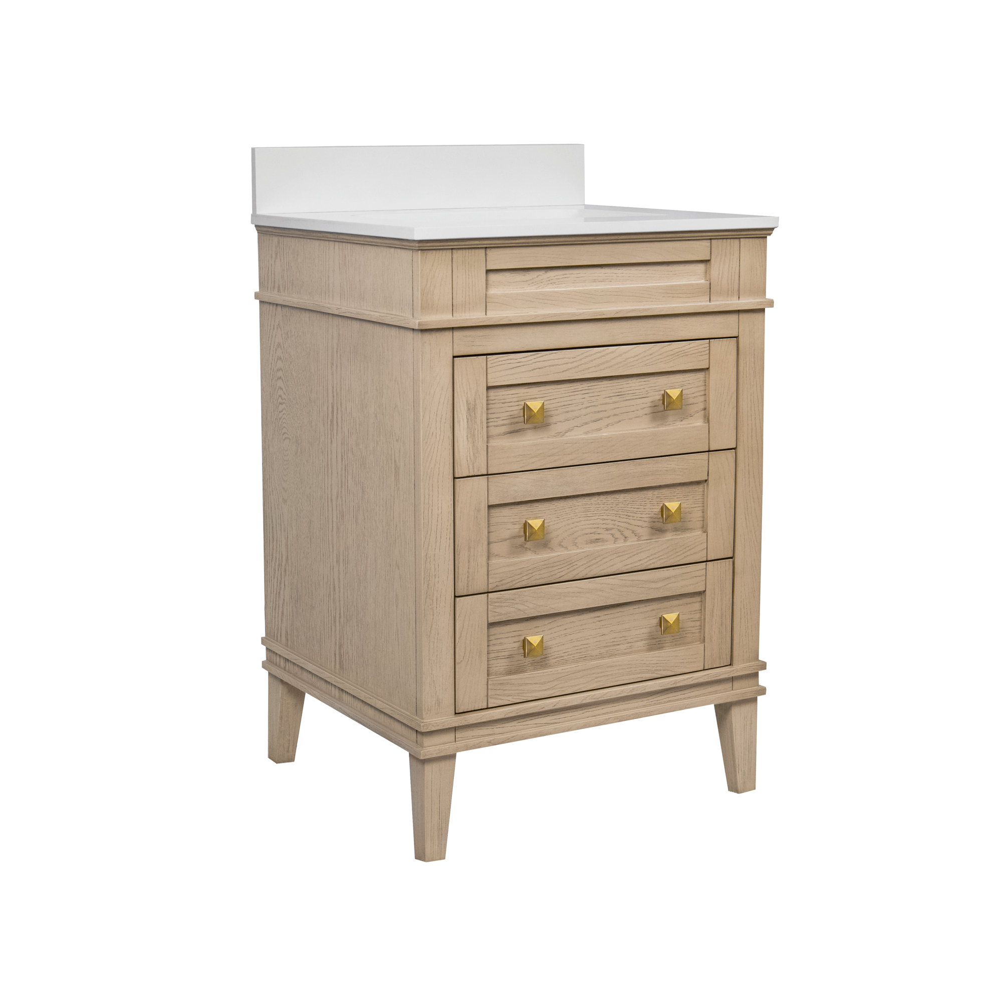 Frankfurt 24'' Single Bathroom Vanity, Greige Oak, Engineered White