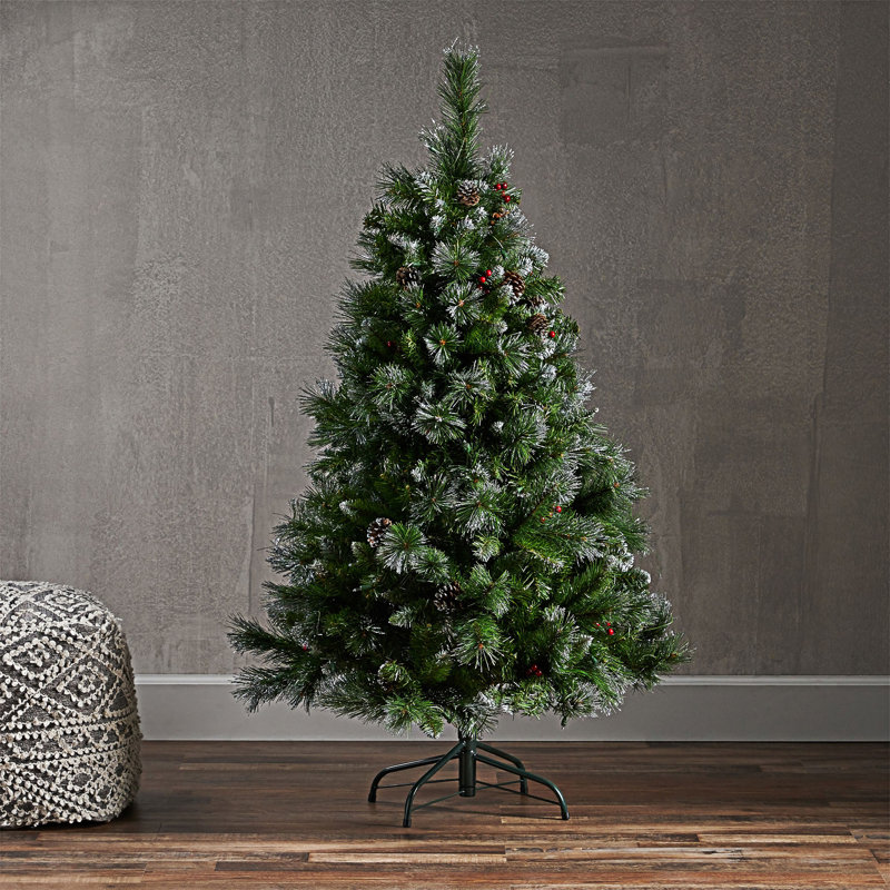 Arbre articulé à poils scintillants avec baies et pommes de pin et 200 CL