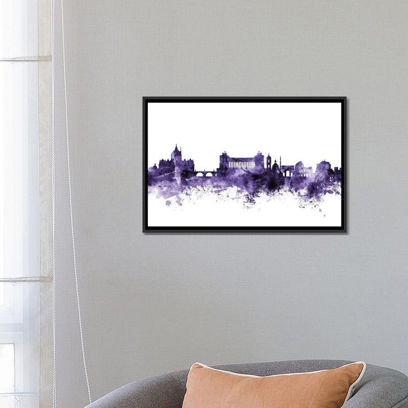 «Rome, Italy Skyline» par Michael Tompsett, impression sur toile, H 18 po x l 26 po x P 1,5 po, Toile avec cadre noir