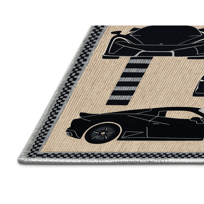 Tapis beige lavable à la machine, Carré 4 pi