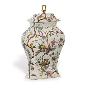 Scalamandre Yellow/Brown/Pink 20" Porcelain Jar