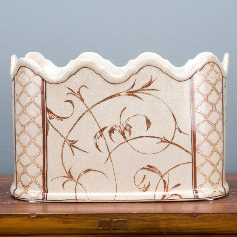 Pot de fleurs en porcelaine beige Martinsville