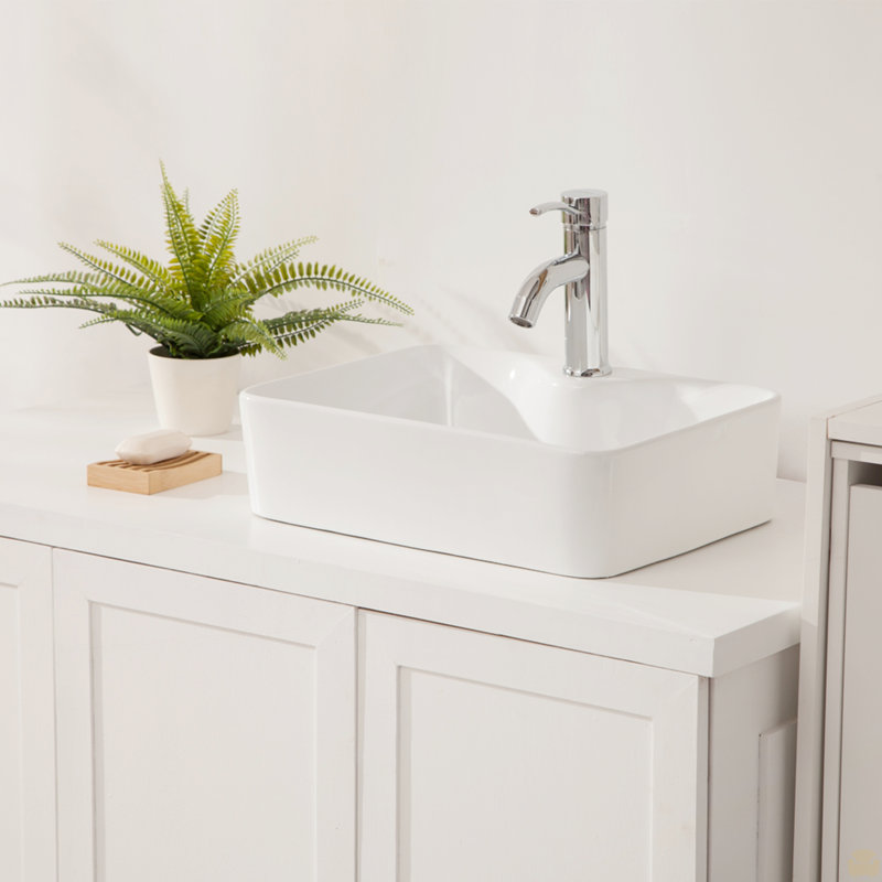 19"X15" Ceramic Rectangular Vessel Bathroom Sink