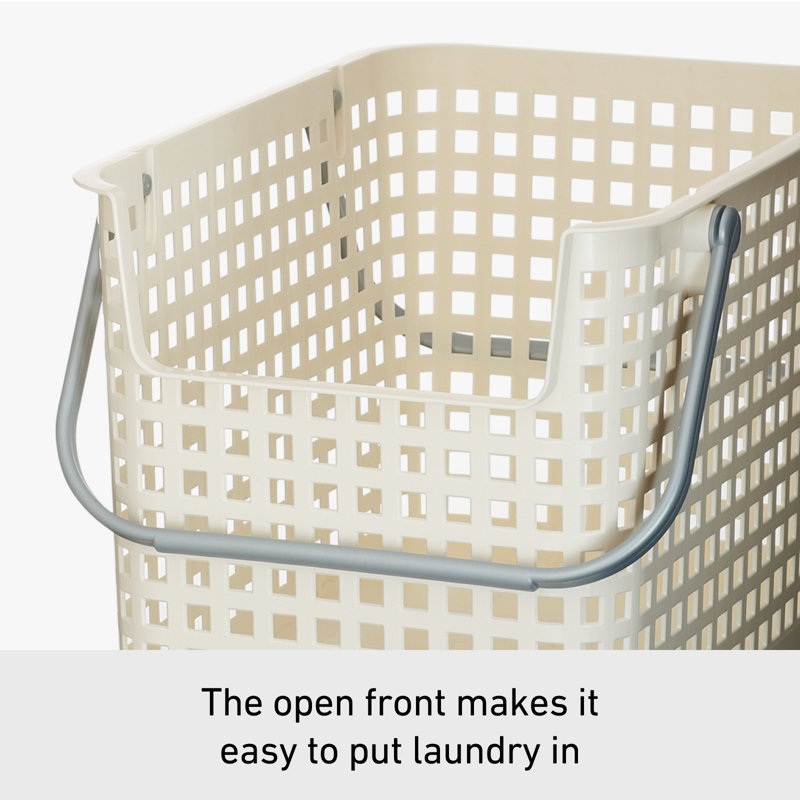 Scandinavia Style Laundry Support Basket set of 2, White