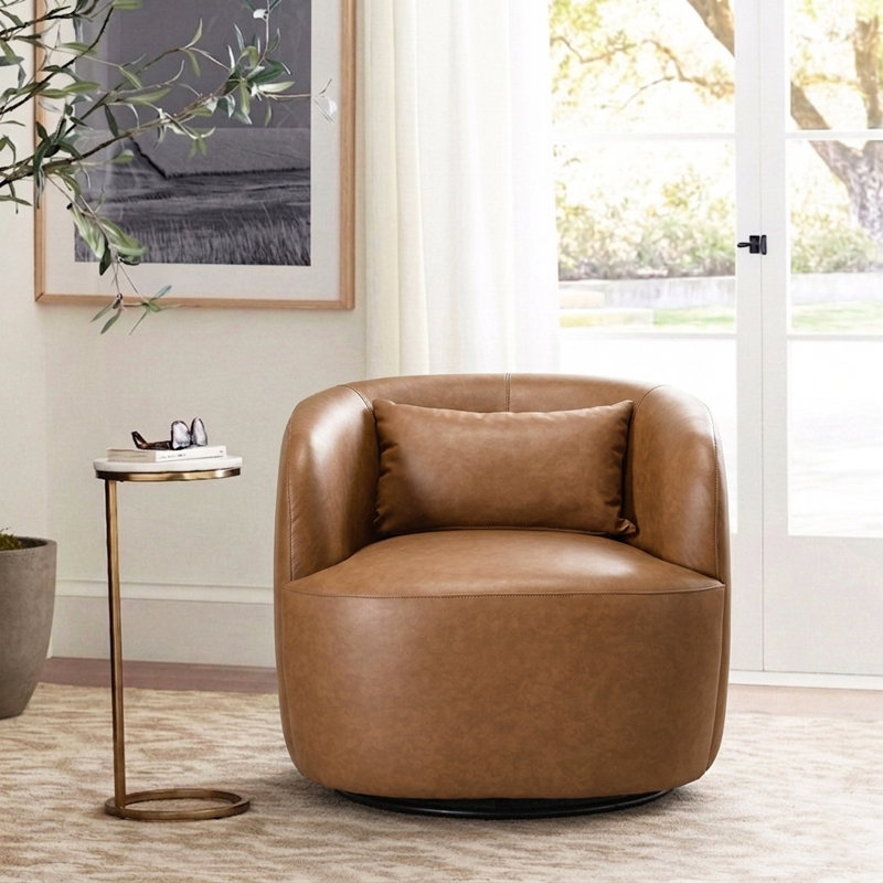 Fauteuil pivotant 34 po Bolton, Similicuir Camel Performance