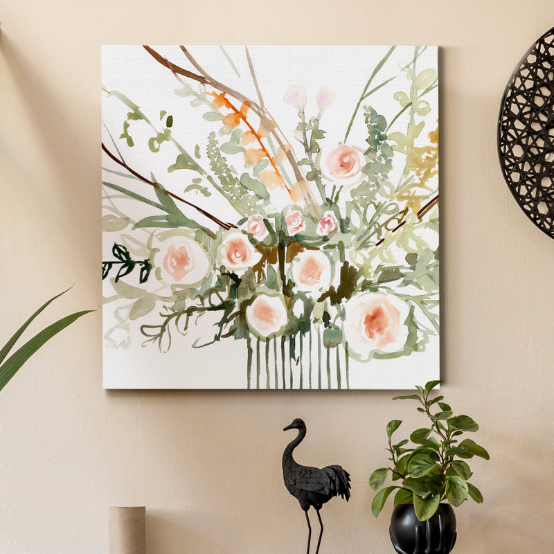 « butineuses fleurs ii »-impression sur toile tendue, H 32 po x l 32 po x P 1 po