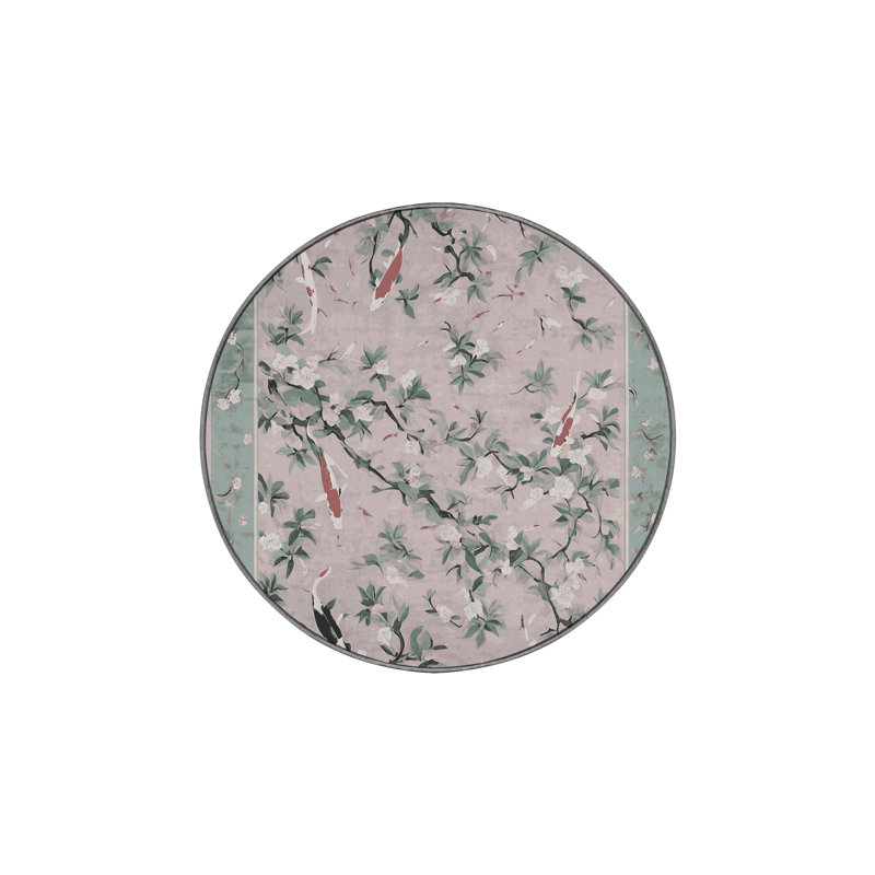 Machine Washable Gray Area Rug, Round 5'