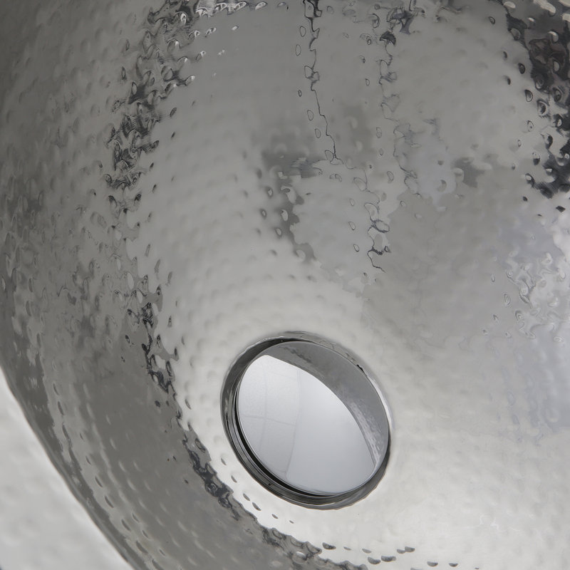 Nantucket Sinks Brightwork 16.875'' Polished Silver Stainless Steel Circular Bathroom Sink with Overflow