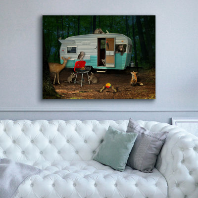 «Epic Graffiti» «Camping» par John Hovenstine, art mural sur toile, 54 po x 40 po