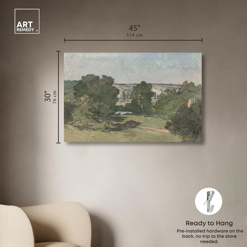 Large Green and Brown Landscape Canvas Art