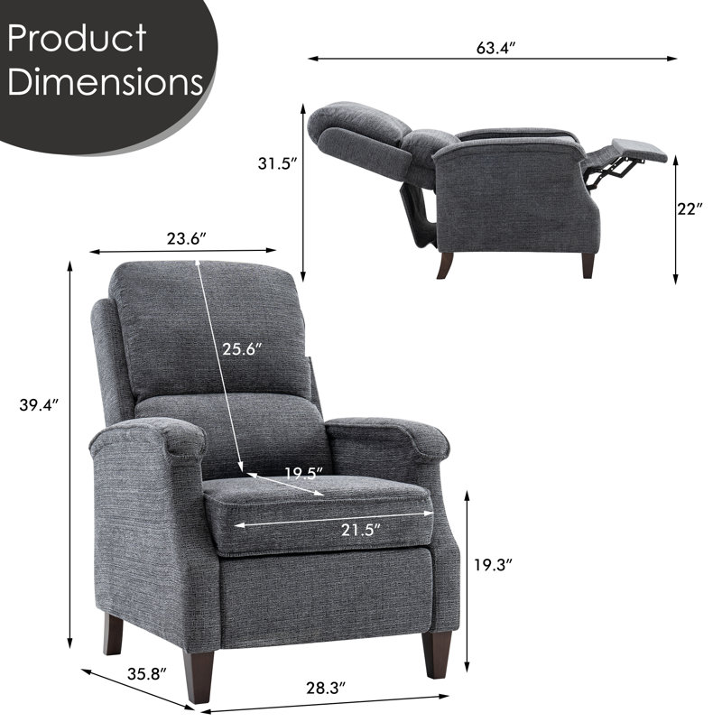 Fauteuil inclinable en tissu Arlan, Gris