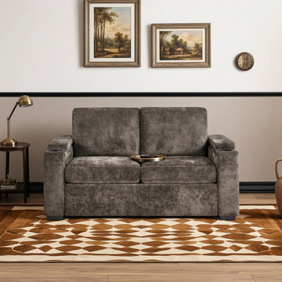 Loveseat Sleeper with Twin Mattress with Two Cup Holders