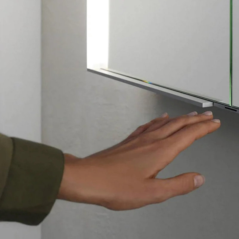 80mm W 70mm H Surface Frameless Medicine Cabinet Mirror 6 Adjustable