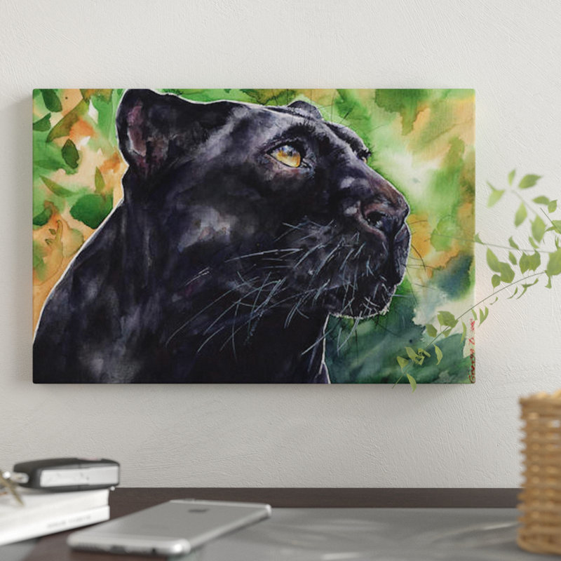 « panther », impression sur toile, H 26 po x l 40 po x P 1,5 po, Toile tendue, Pas de tapis