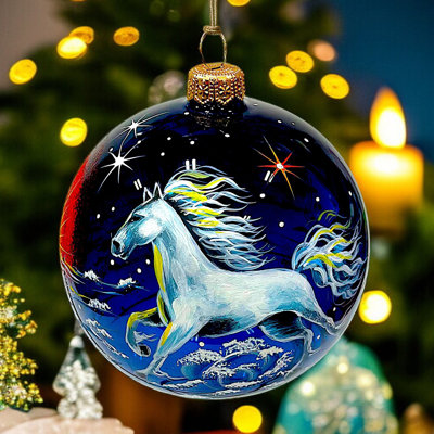 Ornement de collection en verre peint à la main - cheval blanc | Lilyian 360 ° Holiday Design