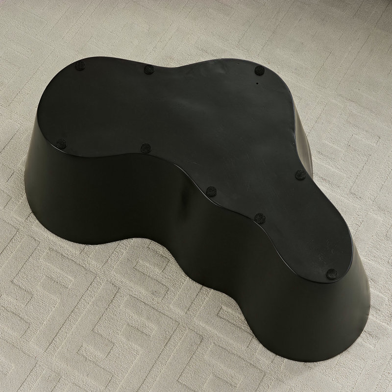 50 Inch Unique Shape Coffee Table Sturdy Fiberglass Tea Table For Living Room, Black