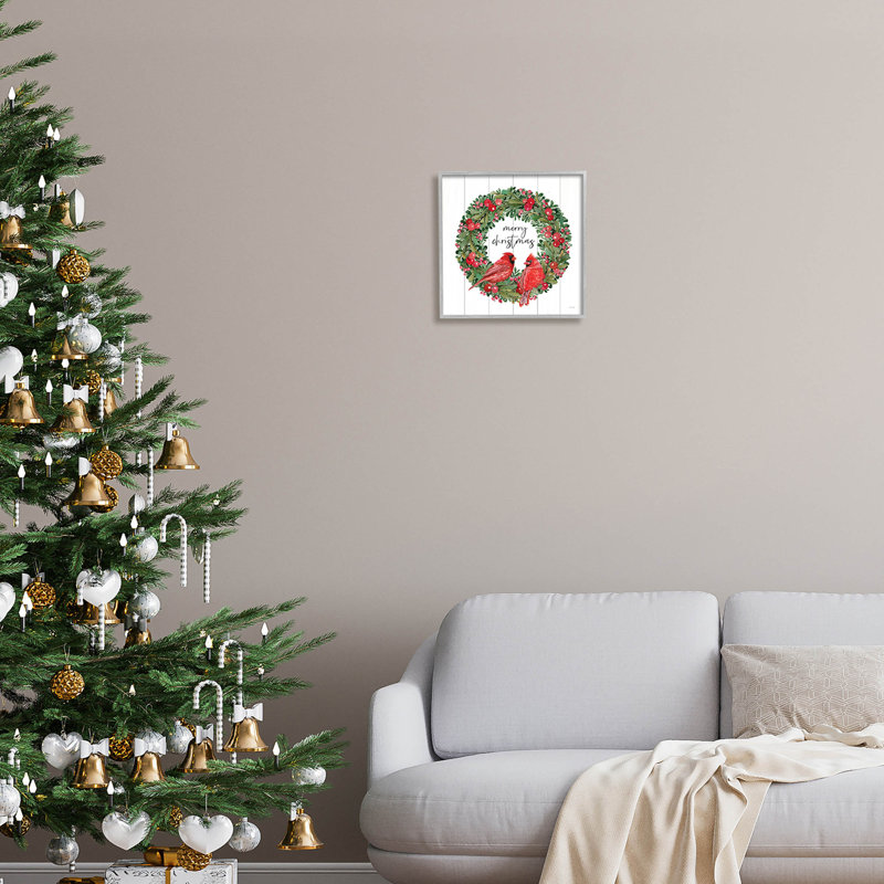 Joyeux Noël cardinal rouge at-151, H 12 po x l 12 po x P 1,5 po, Estampe numérique Farmhouse