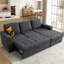 96 Inch Linen L Shaped Sleeper Sofa Bed, Storage & Thick Armrest, Tufted Oversized Couch-460737921