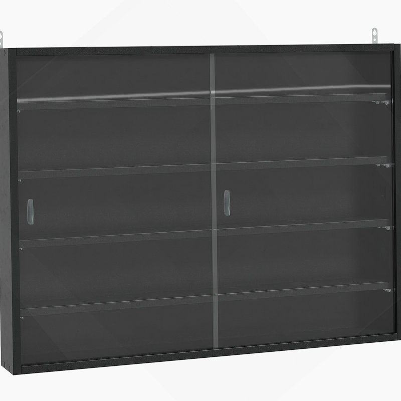 Vitrine à 5 niveaux, vitrine en verre avec 2 portes et tablettes réglables