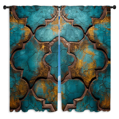 Ornamental shape Sheer Window Curtains - 2 Panels