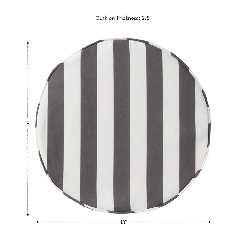 Outdoor Round Dining Chair Seat Pad, Canopy Stripe Gray