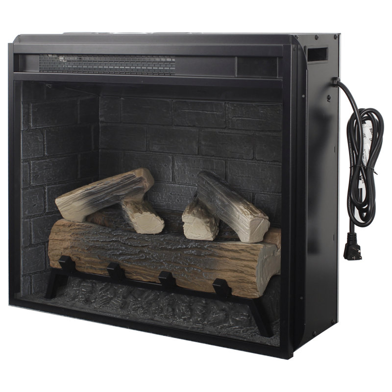 Infrared Heating Electric Fireplace Insert, with Realistic Log Flame, Remote Control, and Overheating Safety