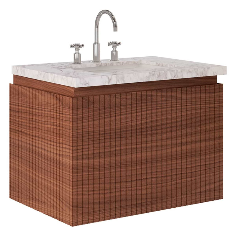 Melrose Single Vanity, 30", White, Walnut