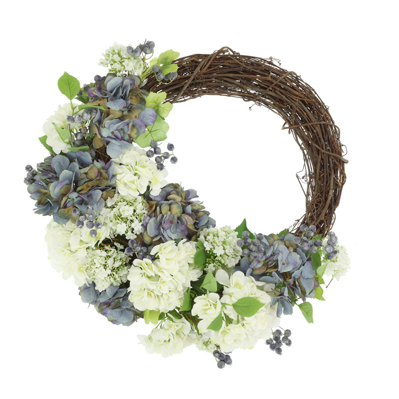 21'' Wreath with Hydrangeas and Berries