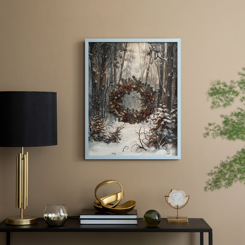 «Christmas Holiday Art DCXVI», reproduction d'art encadrée - bois massif, H 15 po x l 12 po, Bleu