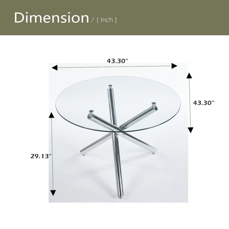 Table de salle à manger avec pieds en métal et verre, table de cuisine moderne pour le salon, Argent argent