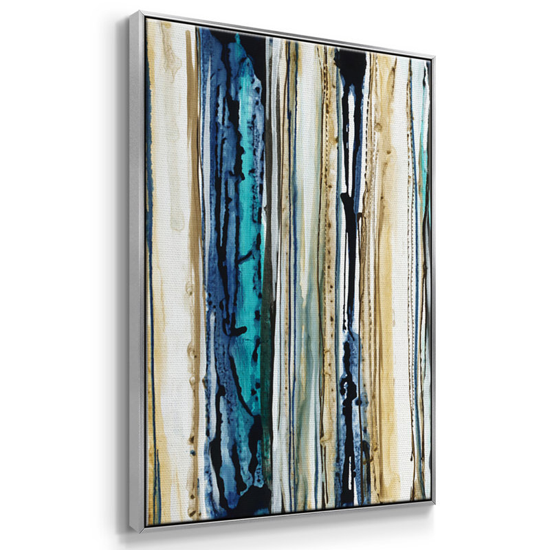 Rayures bleues 3 pièces, H 24 po x l 48 po x P 2 po, Argent