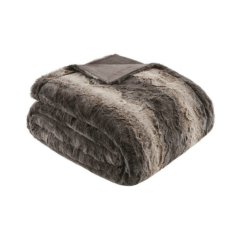 Oversized Faux Fur Throw, Brown