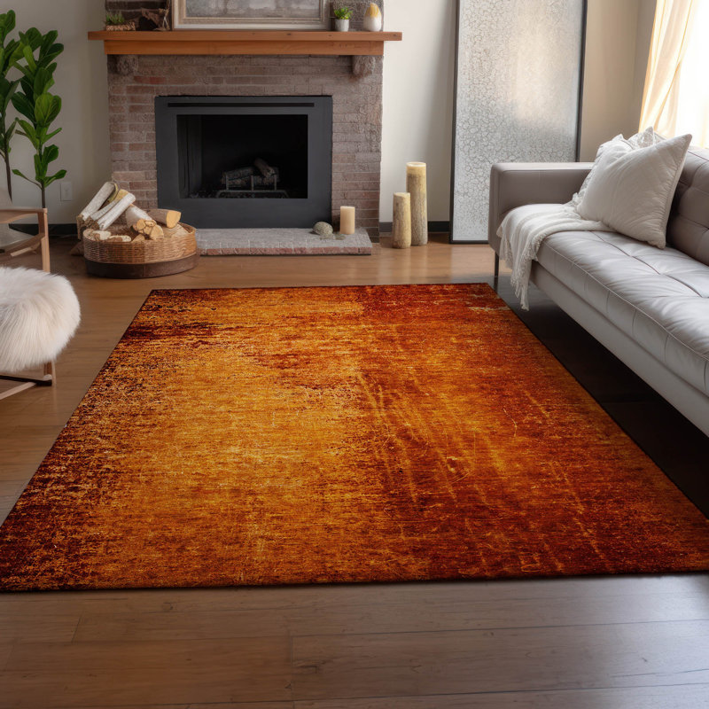 Paprika Cerrito AMF554 Machine Washable Premium Rug, Rectangulaire 3 pi x 5 pi