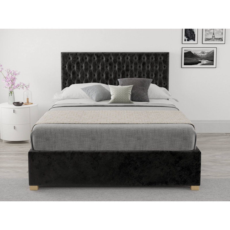 Central City Upholstered Ottoman Storage Bed, Black, Kingsize (5')